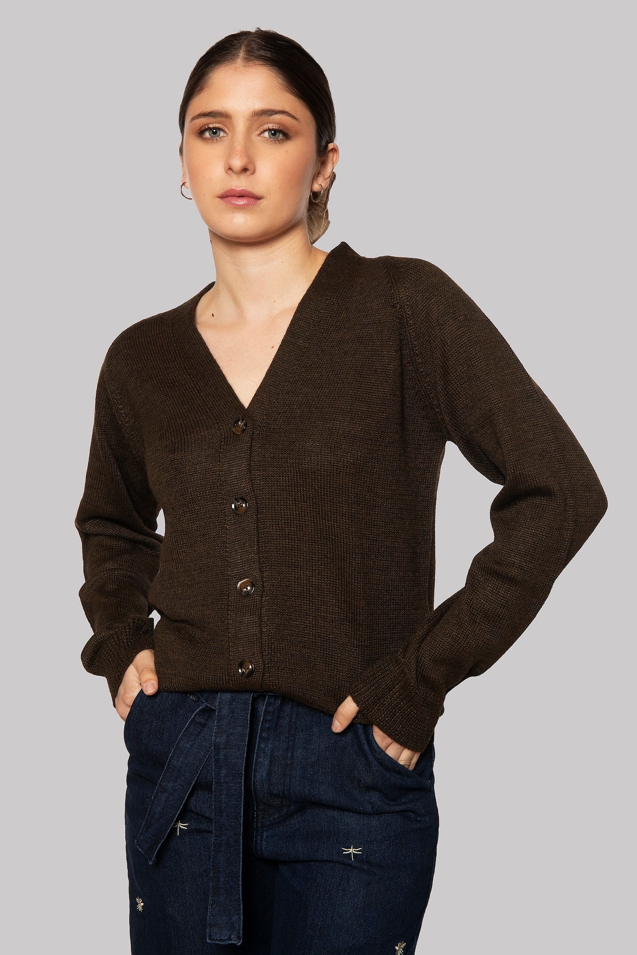 Alpaca Crop Cardigan with Buttons