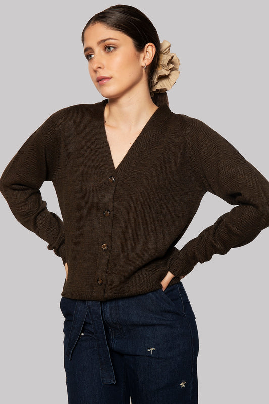 Alpaca Crop Cardigan with Buttons