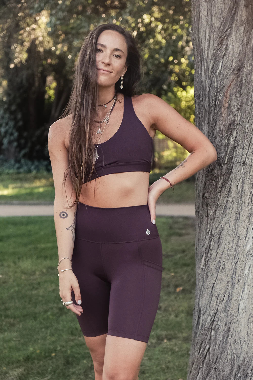 Karua solid wine high-waisted bike short sustainable