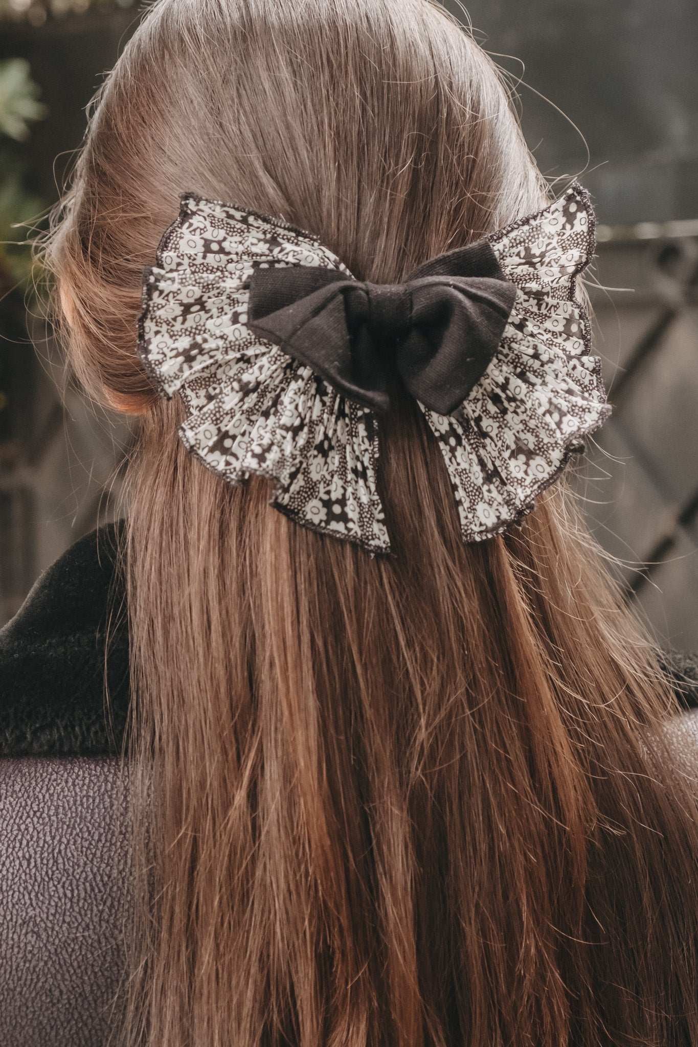 Floral Black Aura Bow Hair Barrette