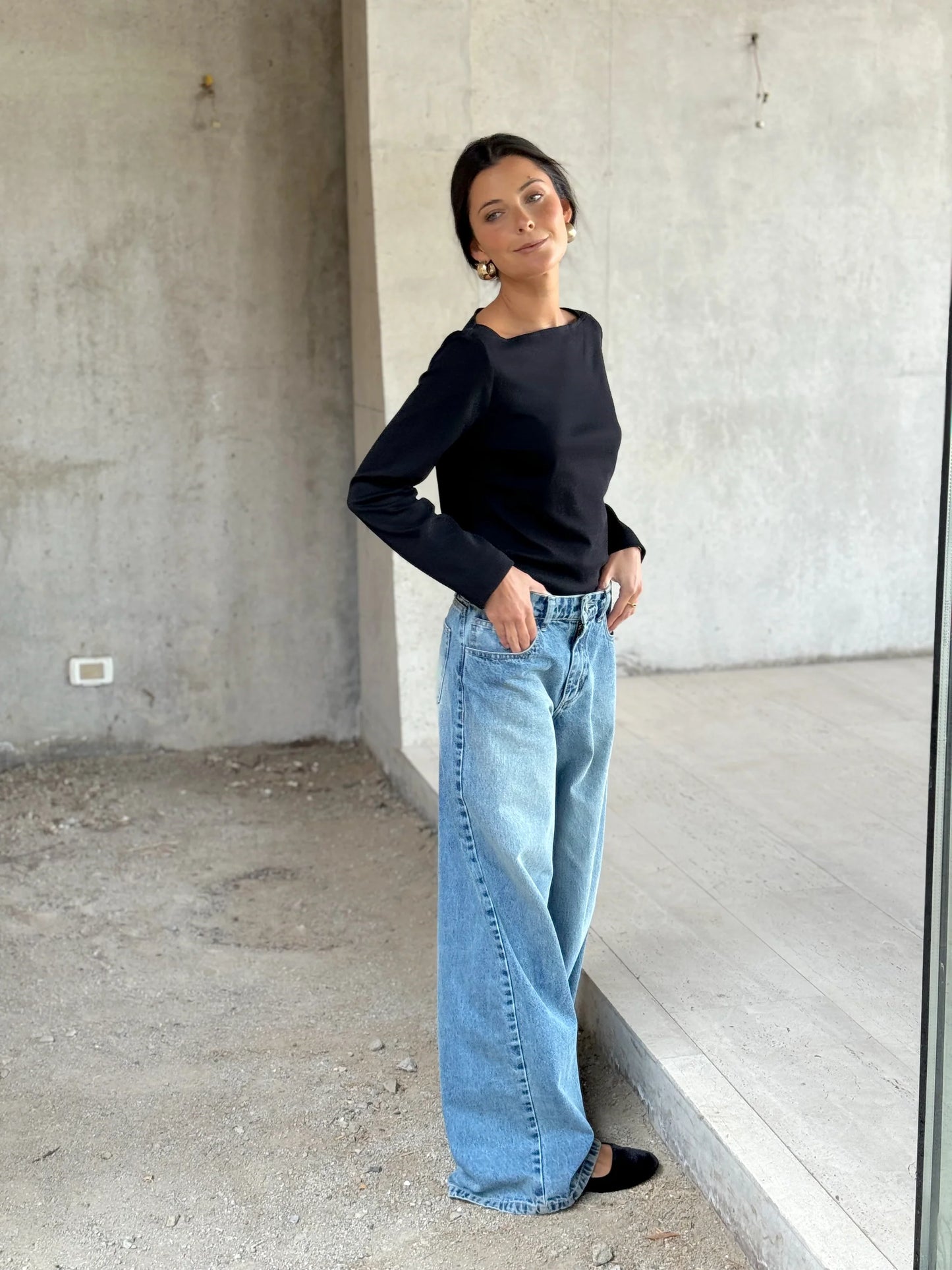 Cotton Wide Leg Jeans