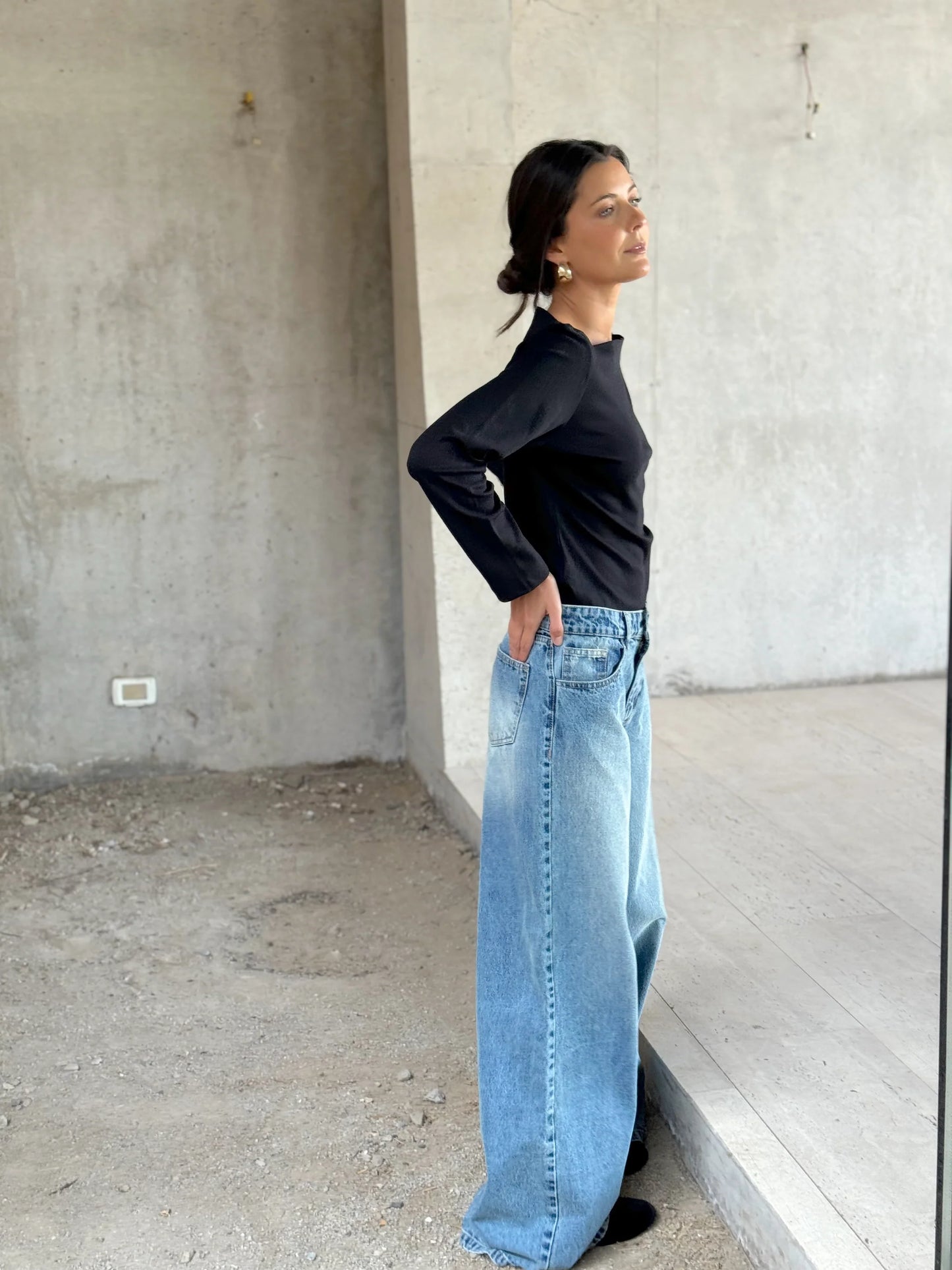 Cotton Wide Leg Jeans